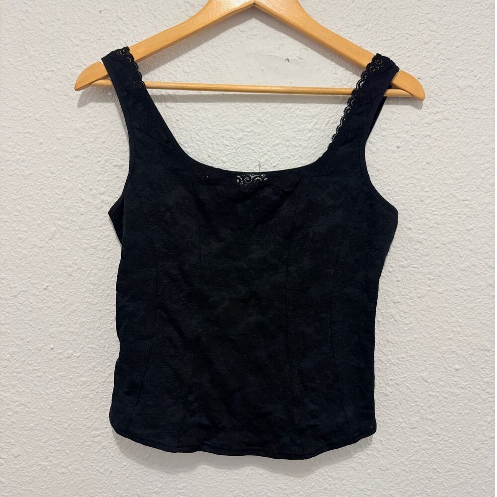 Vintage y2k arianne black bustier tank top whimsygoth emo lace floral